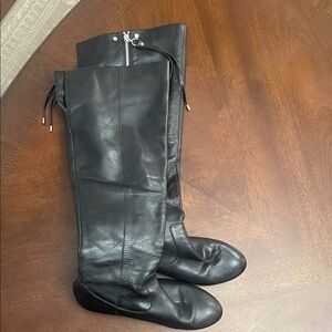 Black Leather Knee-High Boots